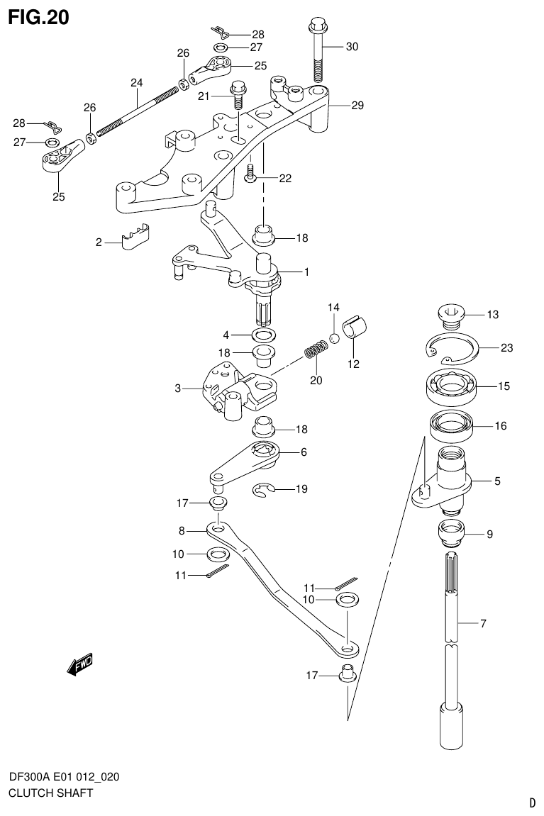 Suzuki DF300AP CLUTCH SHAFT parts diagram
